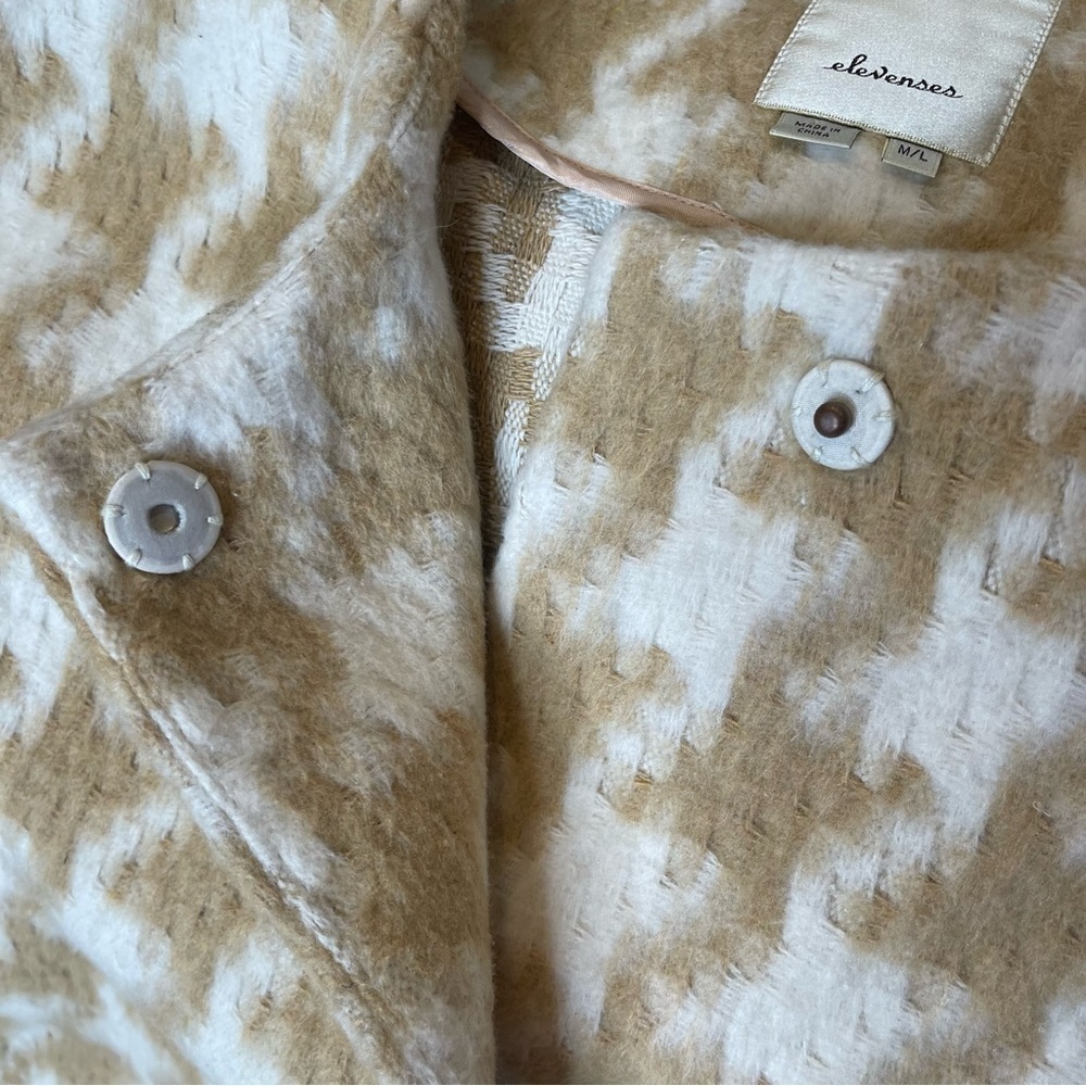 Anthropologie Elevenses Houndstooth Wrap Coat, Size M/L, Cape style No Belt - Picture 4 of 11